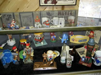 Many Paul Bunyan souviners are in the exhibit room along the Paul Bunyan Scenic Byway.