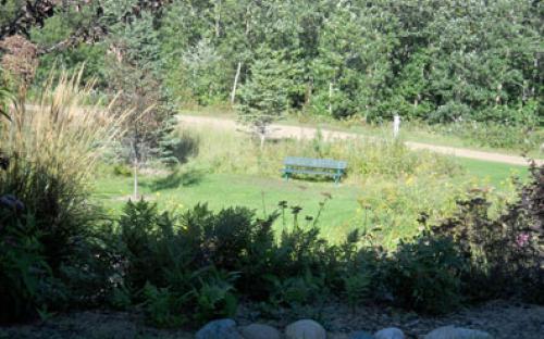 Benches welcome a stop for rest and contemplation.