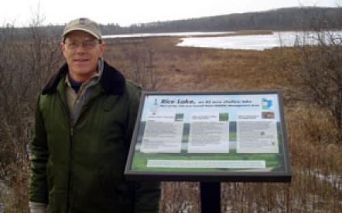Rice Lake, DNR interpretive panel on Shallow lakes