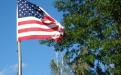 American Flag at entrance to Pelican Woods Cemetery