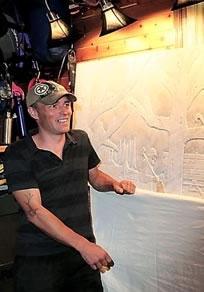 Eric Waller created the marble sculpture of Paul Bunyan which you can see in the Admin building of Crosslake Army Corps.