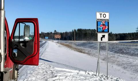 Signage for Paul Bunyan Scenic Byway on HWY 371